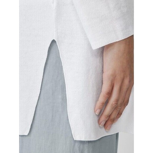 Eileen Fisher Plum Organic Linen Cotton Cardigan Easy Fit Thigh Length XL READ - Picture 10 of 10